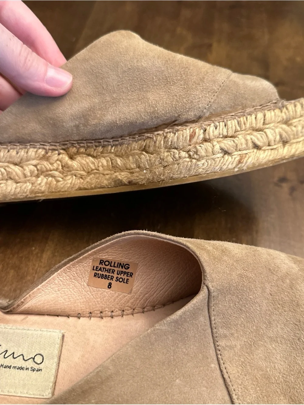 Gaimo Crossover Espadrille Leather Upper Rubber Sole Shoes Size 8 Made In Spain